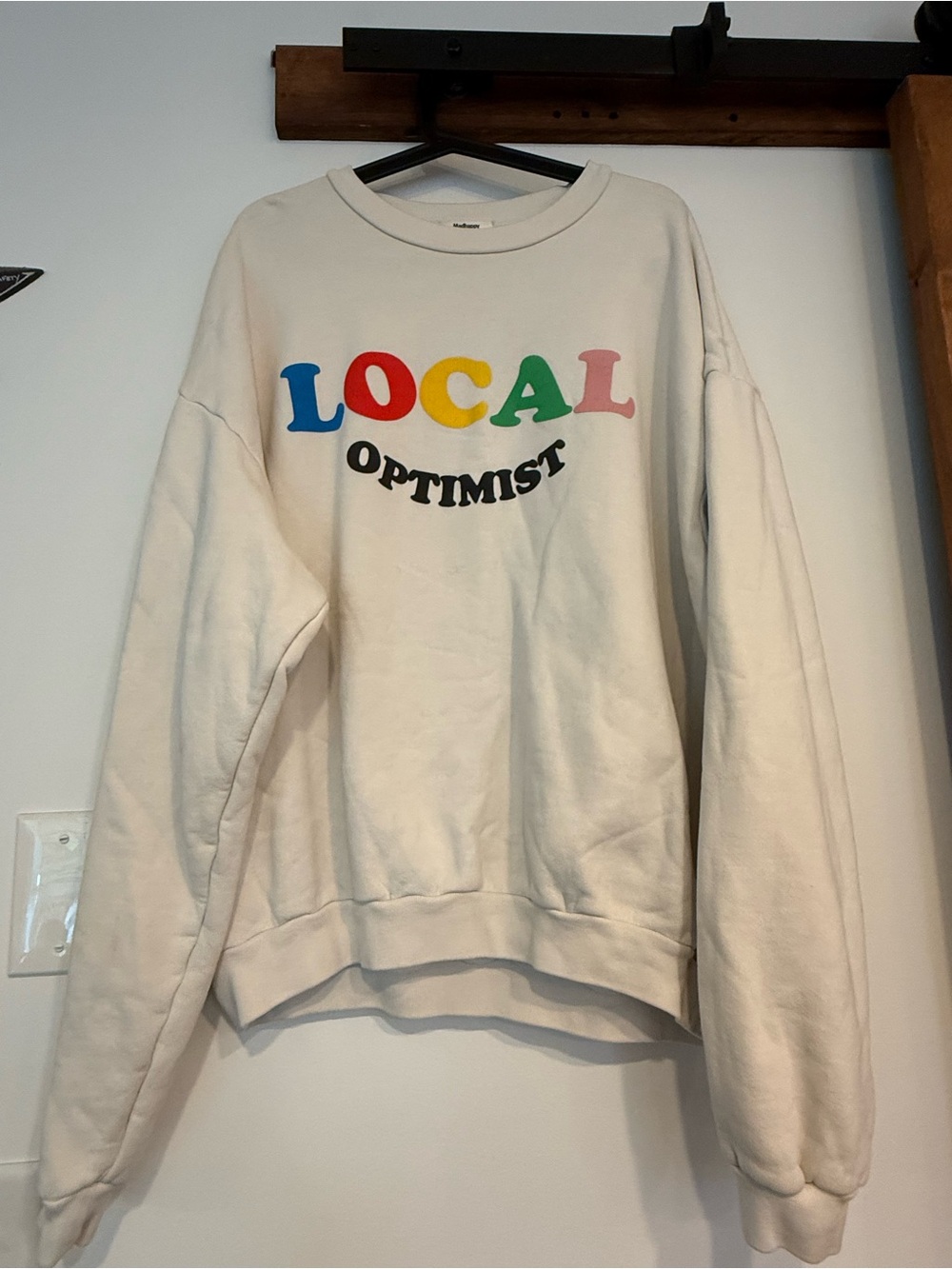 Madhappy Cream Crewneck with Multicolor "LOCAL" Graphic